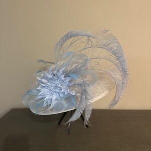 White with Blue Kentucky Derby Hat or Church Hat (Size M) 22.5